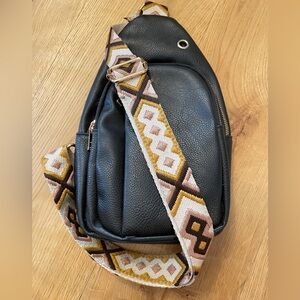 Black Vegan Leather Crossbody Bag